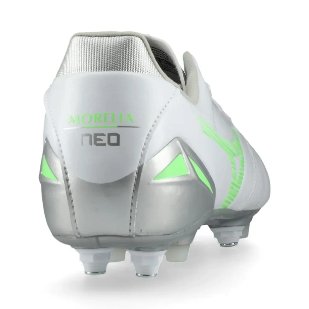 Mizuno Morelia Neo IV Pro SG Frontier - White/Neon Green/Cool Gray - Image 4