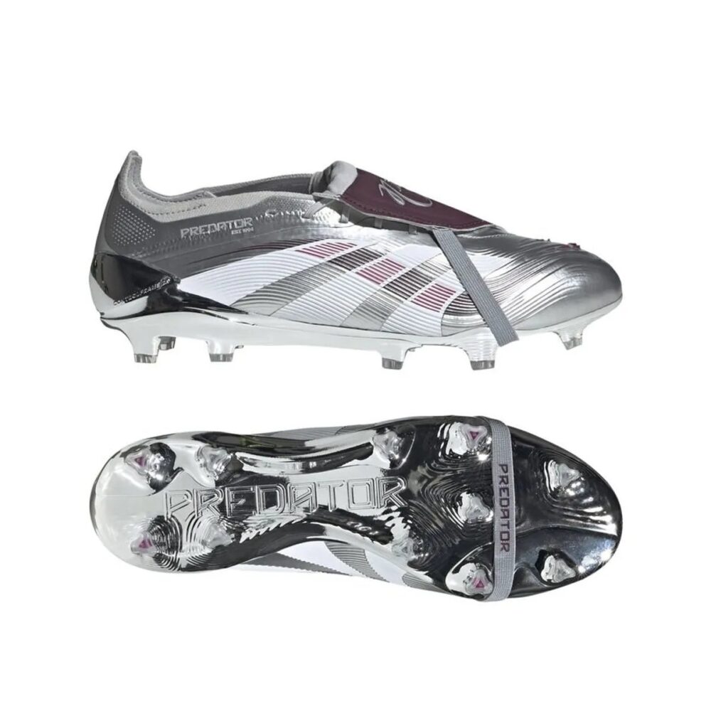 Adidas Predator Elite Fold-over Tongue FG Jude Bellingham Chrome Dream - Silver Metallic/Legacy Burgundy/Maroon LIMITED EDITION