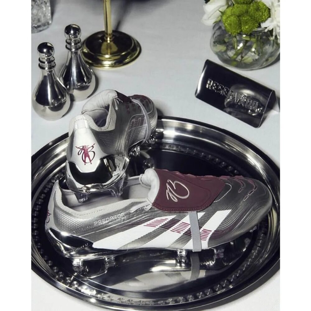 Adidas Predator Elite Fold-over Tongue FG Jude Bellingham Chrome Dream - Silver Metallic/Legacy Burgundy/Maroon LIMITED EDITION - Image 7