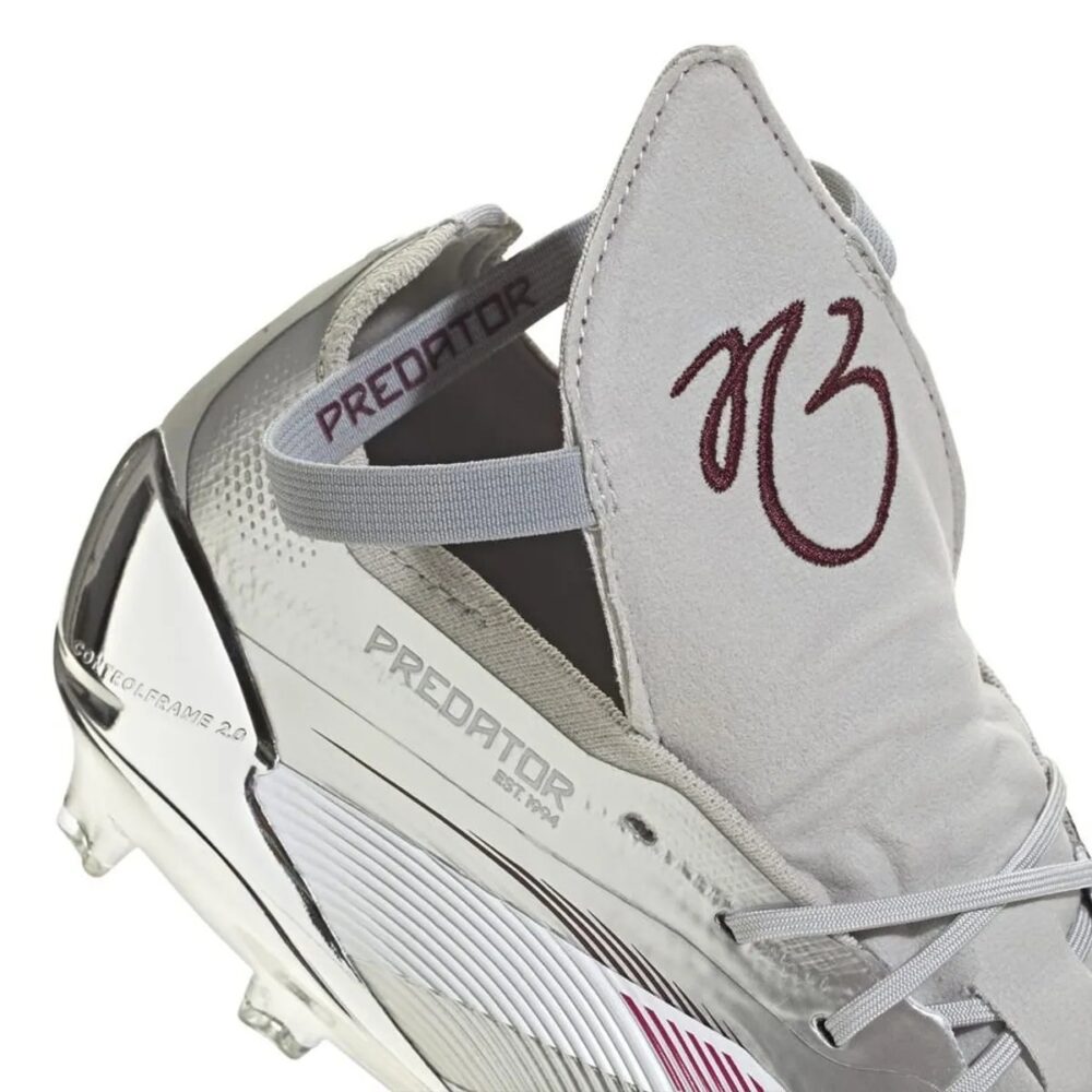 Adidas Predator Elite Fold-over Tongue FG Jude Bellingham Chrome Dream - Silver Metallic/Legacy Burgundy/Maroon LIMITED EDITION - Image 6