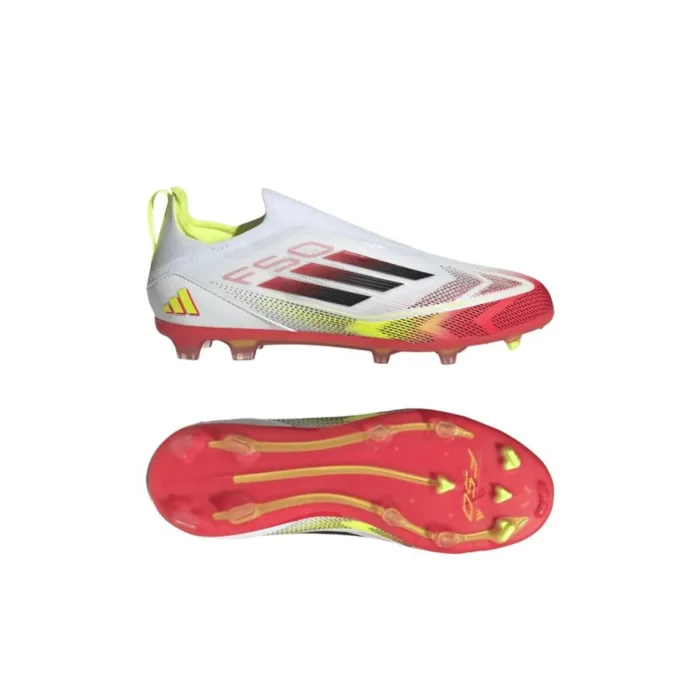 adidas F50 Elite Laceless FG Pure Victory - Footwear White/Core Black/Solar Yellow Kids