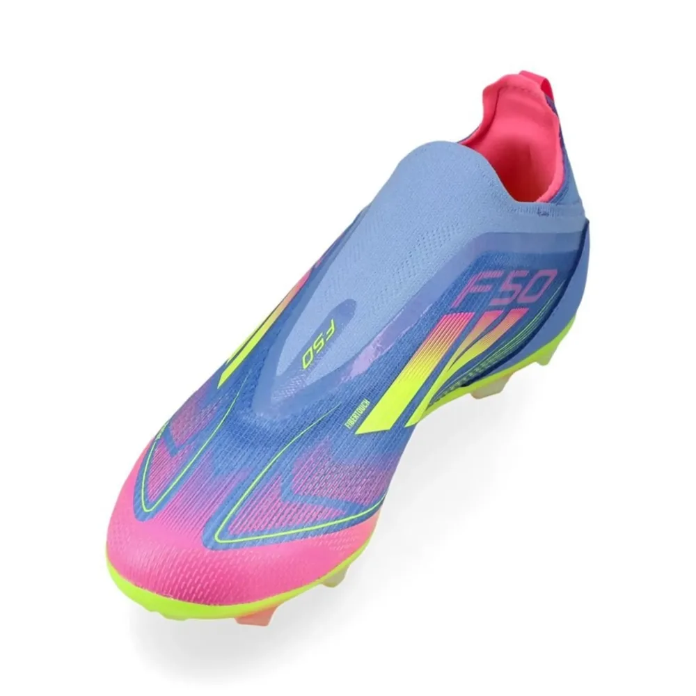 adidas F50 Elite Laceless FG Celestial Victory - Blue Fusion/Lucid Lemon/Lucid Pink Kids - Image 6