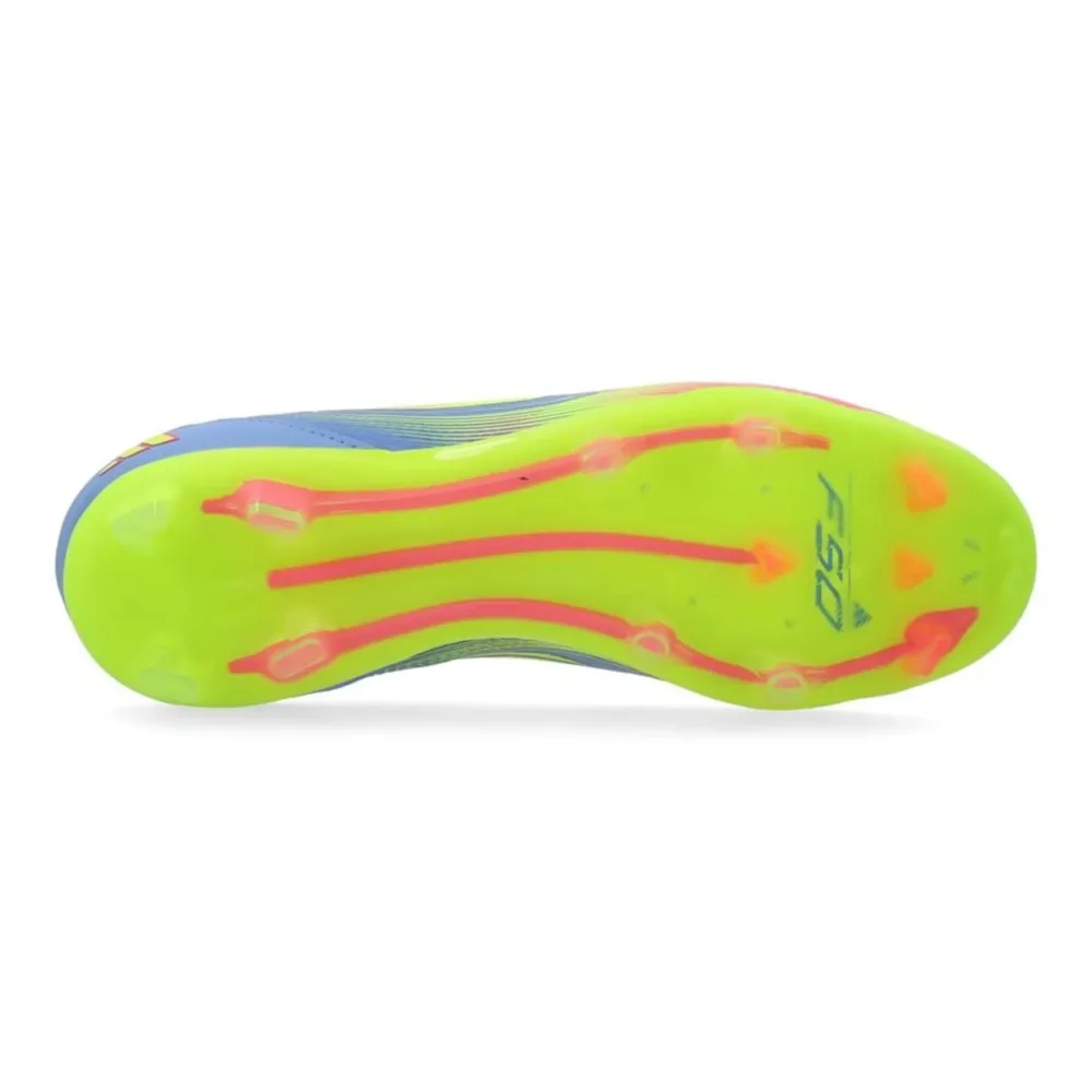 adidas F50 Elite Laceless FG Celestial Victory - Blue Fusion/Lucid Lemon/Lucid Pink Kids - Image 8