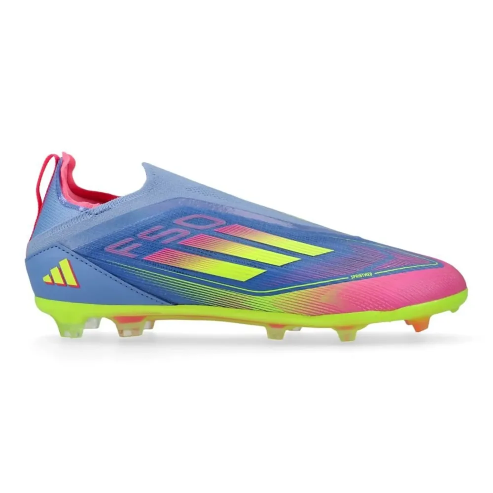 adidas F50 Elite Laceless FG Celestial Victory - Blue Fusion/Lucid Lemon/Lucid Pink Kids - Image 2