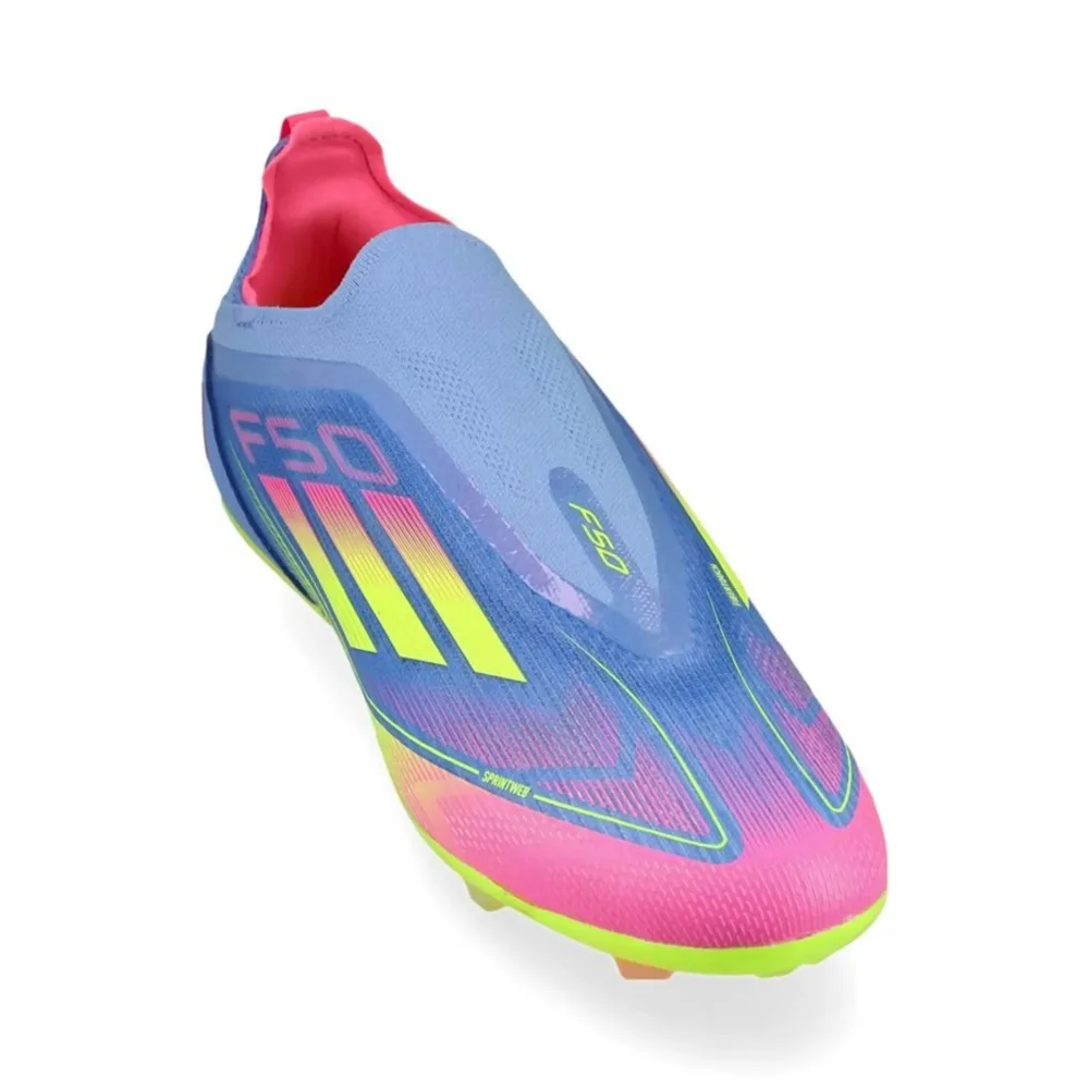 adidas F50 Elite Laceless FG Celestial Victory - Blue Fusion/Lucid Lemon/Lucid Pink Kids - Image 5