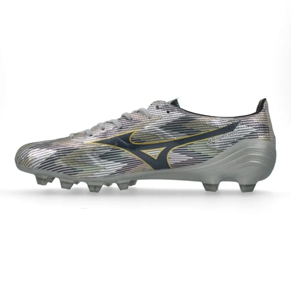 Mizuno Alpha II Elite FG/AG Platinum Silver - Galaxy Silver/Gold - Image 3